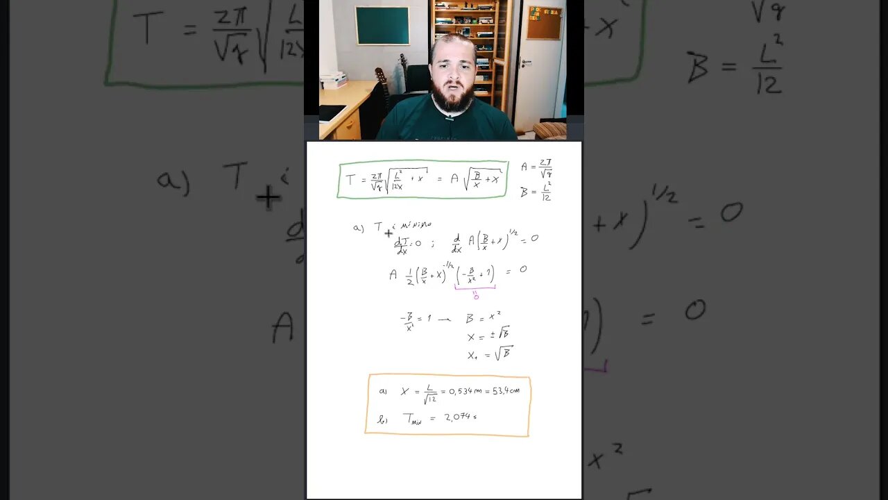 Como achar o perídodo mínimo do pêndulo físico [Problema em menos de 1 min]
