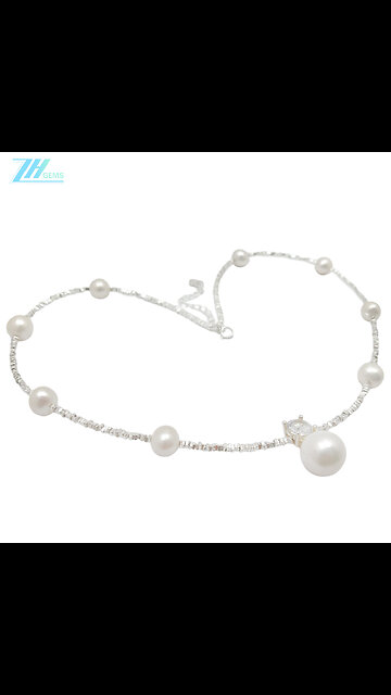 S925 Natural Pearl Choker Real Freshwater Pearl Necklace Bridesmaid Birthstone Jewelry