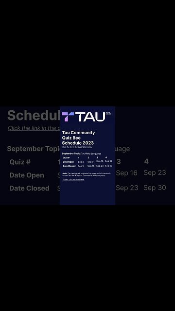 Quiz Bee Schedule September 2023 #tau #taunet #agoras