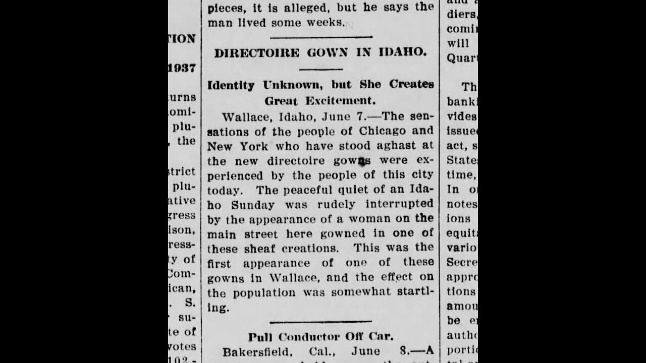 June 11 1908, Wallace, Idaho, Mysterious Woman Wears Gown and Blows People's Minds