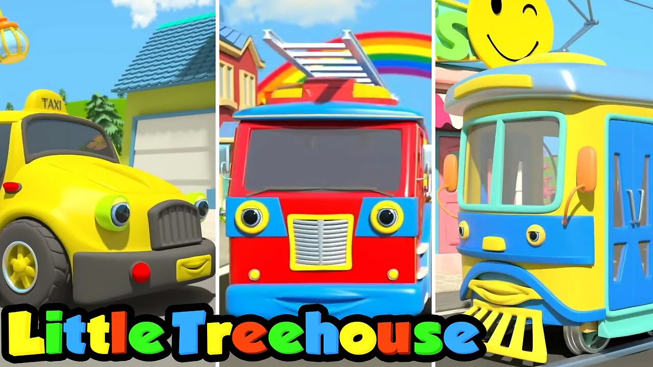 Wheels On The Bus & Vehicles | Cartoon Song | Nursery Rhymes & Kids Songs by Little Treehouse