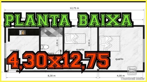 planta baixa 4,30x12,75( como fazer)