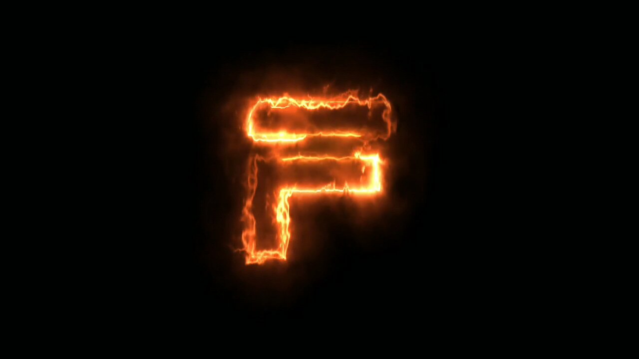 F Letter Fire Text