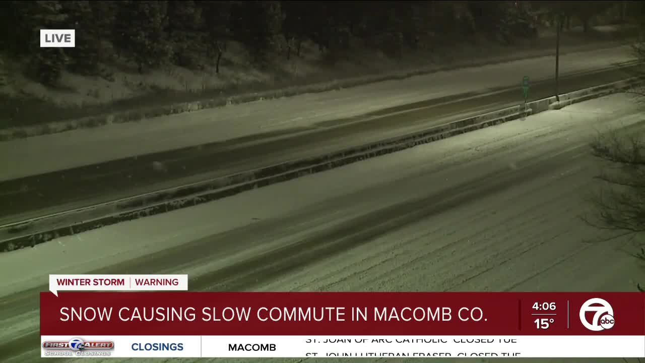 Snow causing problems on metro Detroit roads