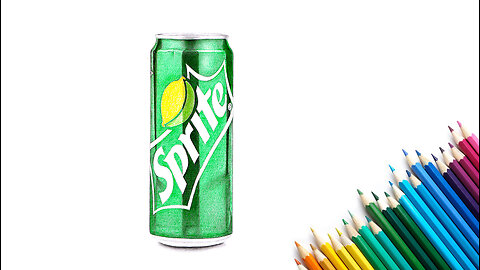 How To Draw A SIim Sprite Can With Cheap Colour Pencils.
