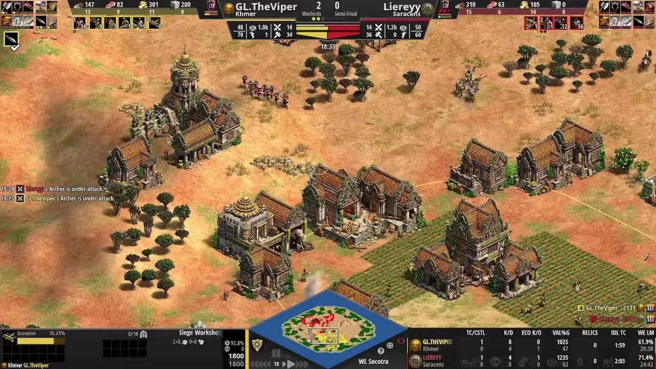 Warlords (hosted by Memb) Semi-Finals Viper vs Liereyy! G1-3 Age of Empires YouTube Livestream!