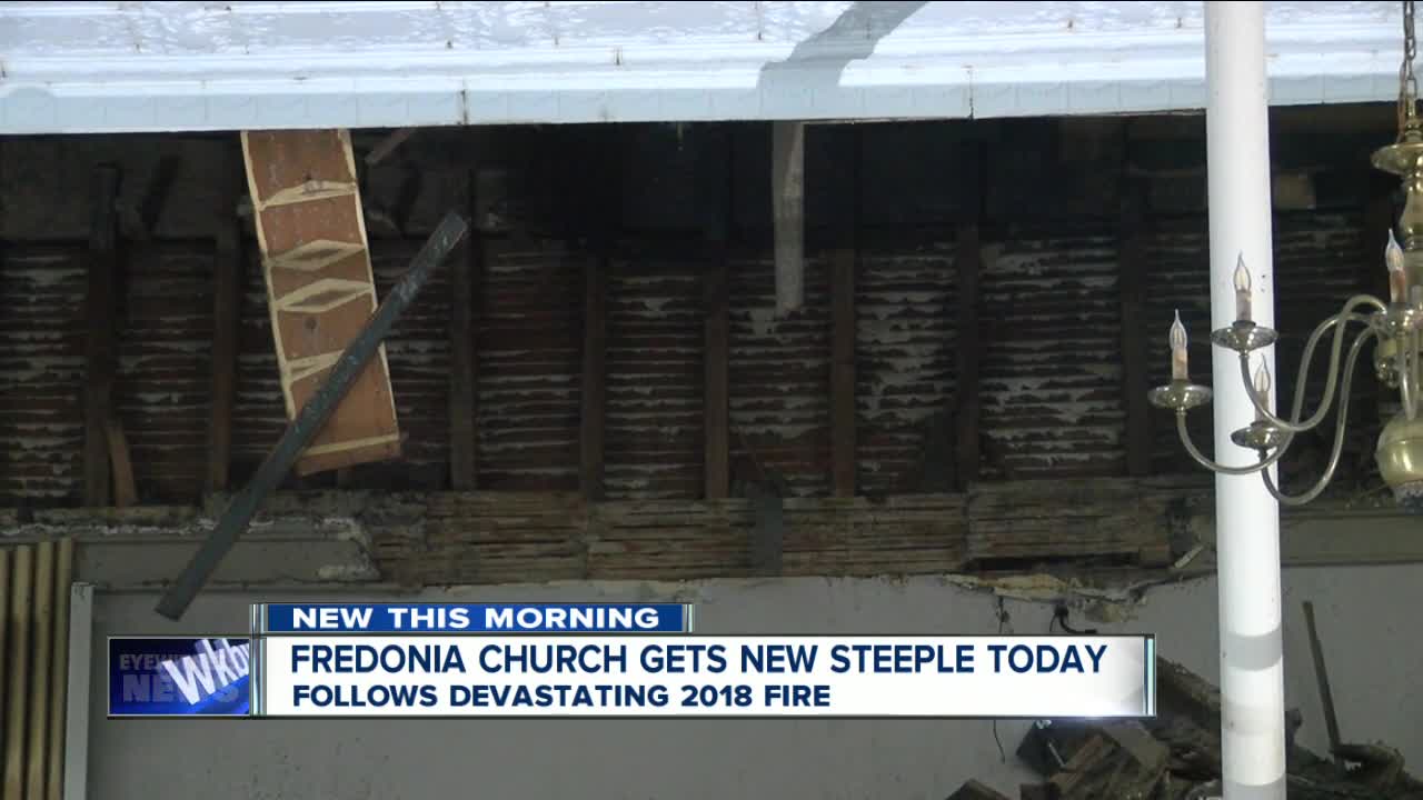 Fredonia church gets new steeple today following devastating 2018 fire