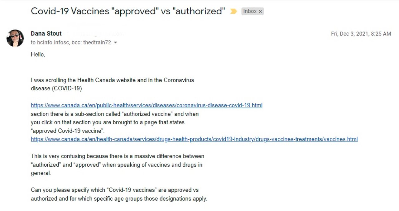 Health Canada Avoids Direct Question About Approved vs Authorized On Their Covid Jabs