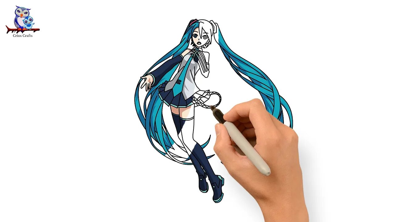 How to Draw Hatsune Miku Musical Artist - Anime Art Tutorial