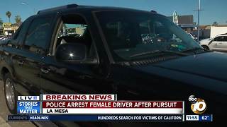 Female driver arrested after chase