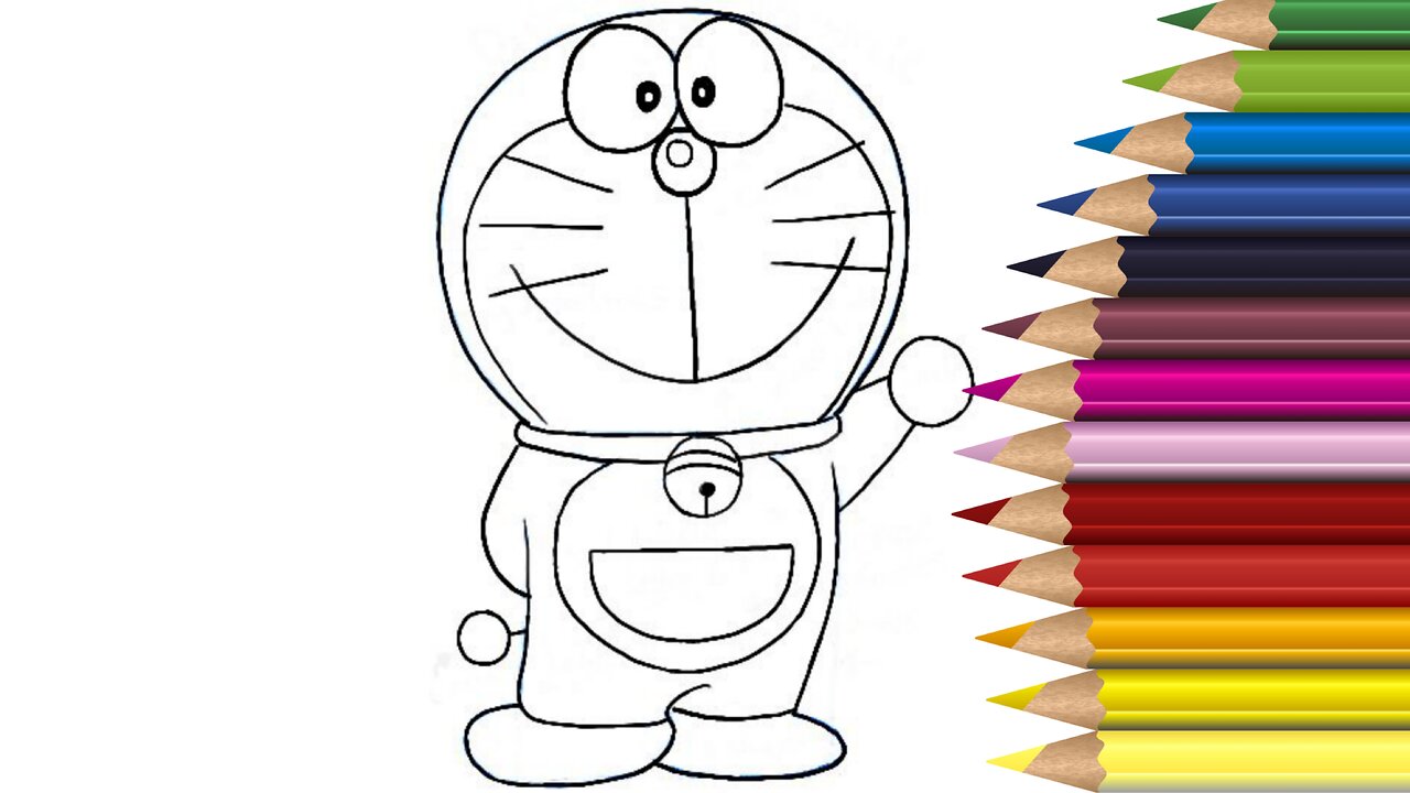 Easy Drawing Doraemon Cartoon Colouring | Doraemon Drawing colouring for kids