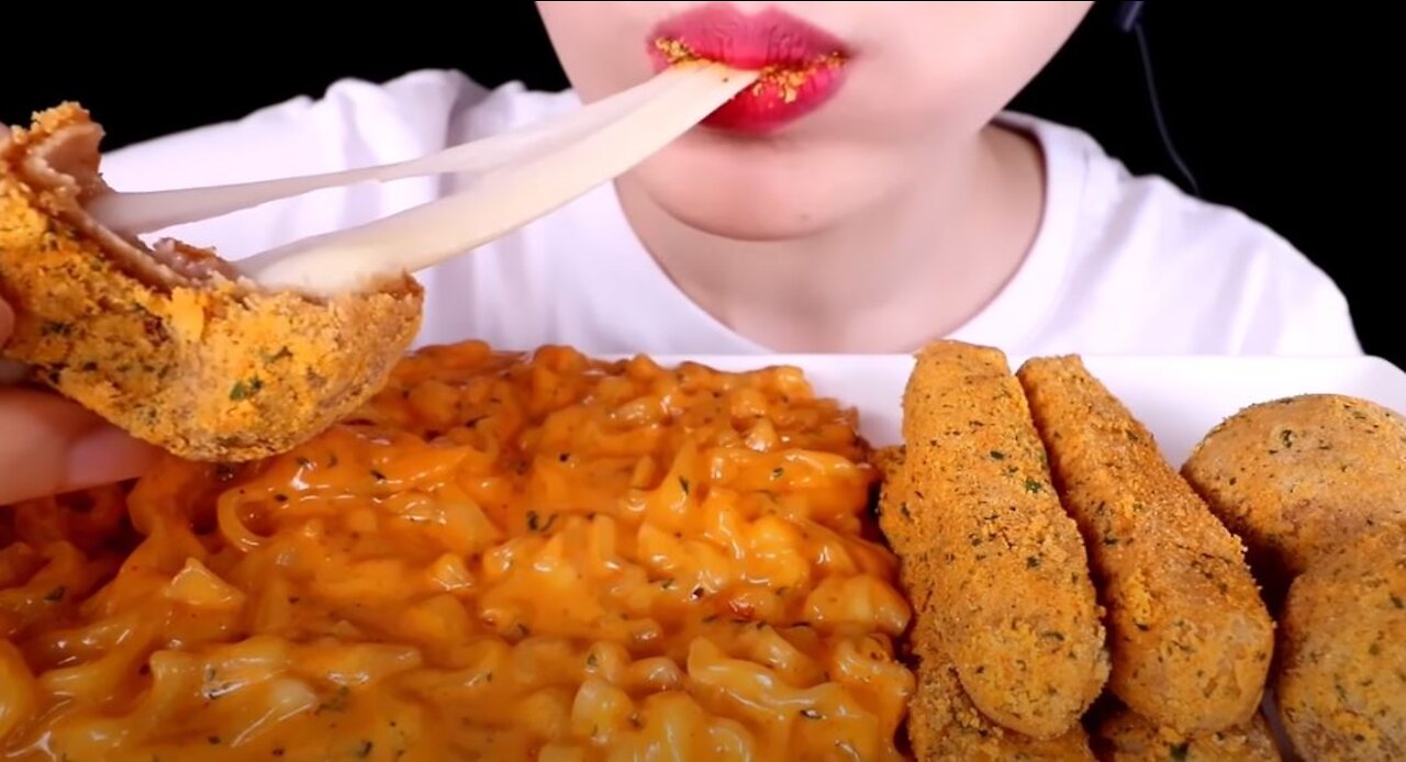 ASMR CHEESY CARBO FIRE NOODLES, CHEESE BALL, CHEESE STICKS EATING SOUNDS