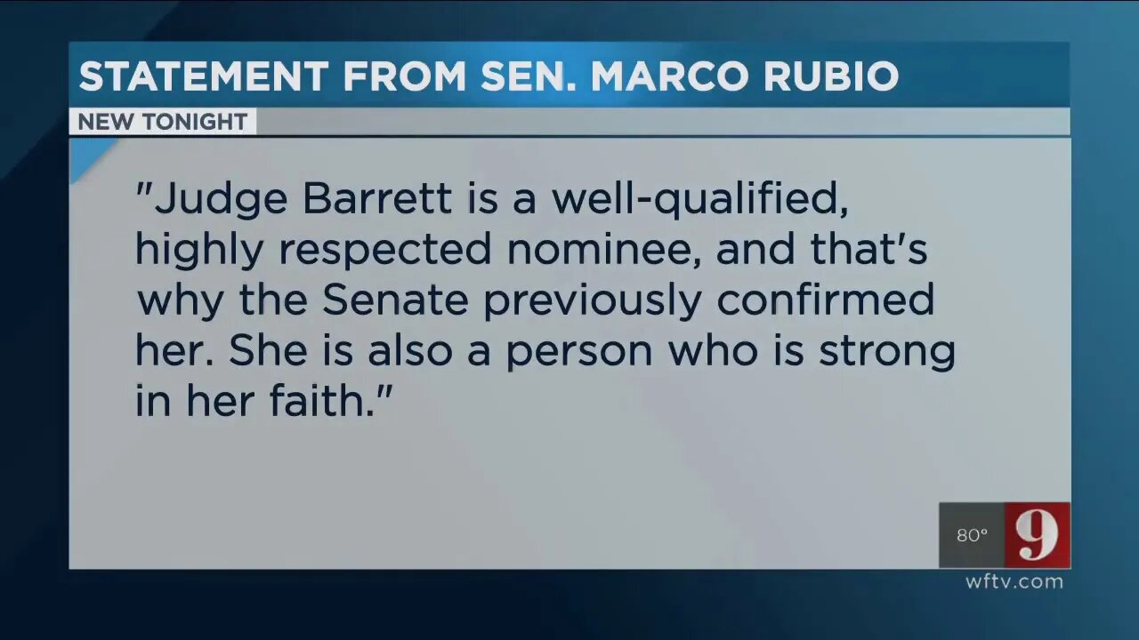 Senator Rubio Expresses Support for Amy Coney Barrett's Nomination to the U.S. Supreme Court