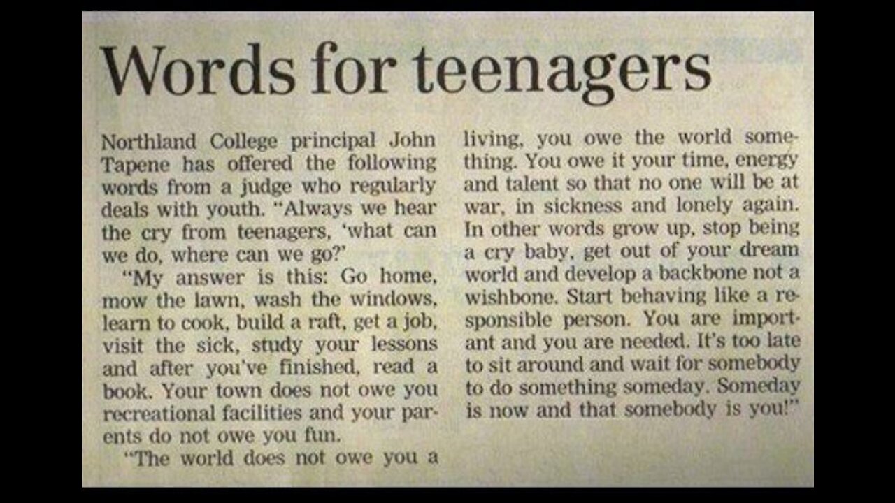 1959 No Hold Barred Message To Teens. Applies To Some Adults.