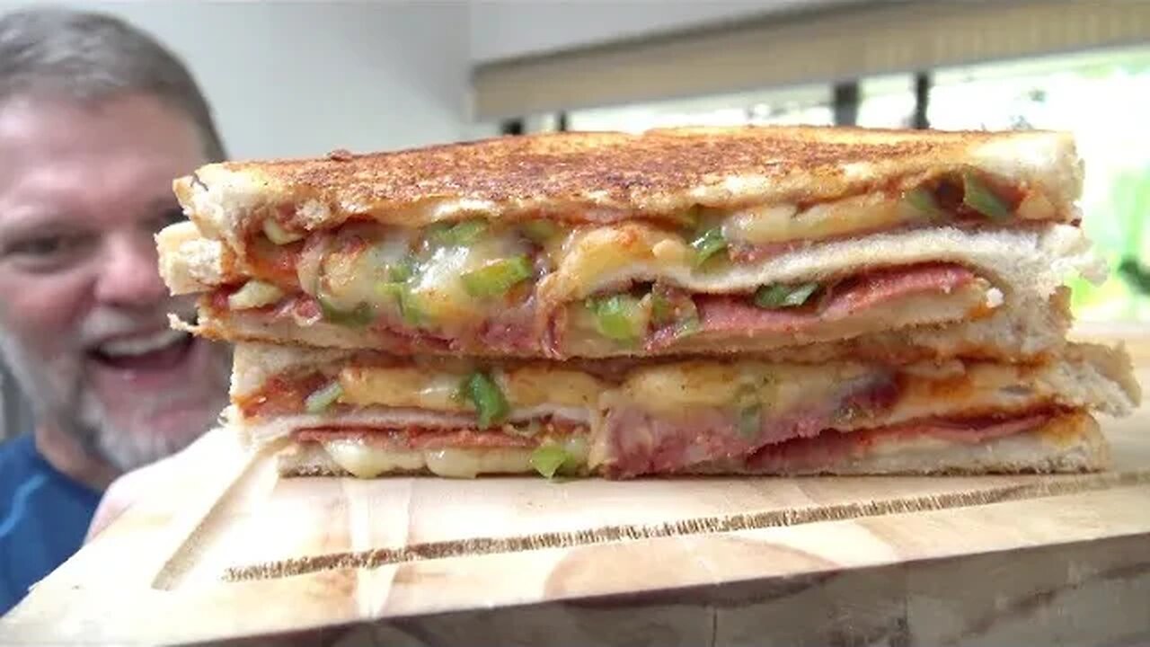 Triple Decker Pepperoni Pizza Toasted Sandwich