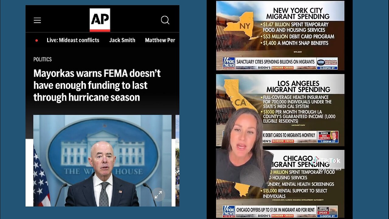 Biden/Harris: $941 Million FEMA funds for Illegal aliens. $750 dollars to Helene victims