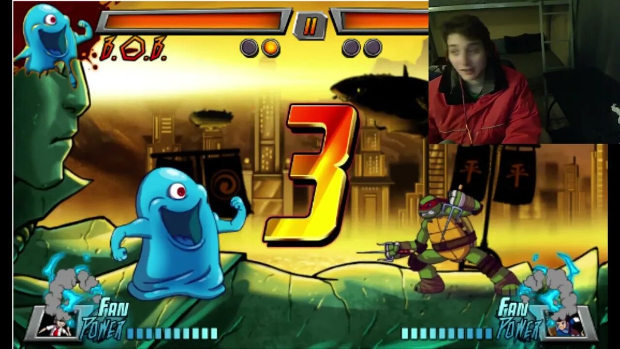 Raphael VS B.O.B. The Monster In A Nickelodeon Super Brawl 3 Battle With Live Commentary