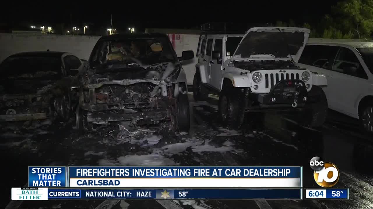 Several cars torched in fire at dealership