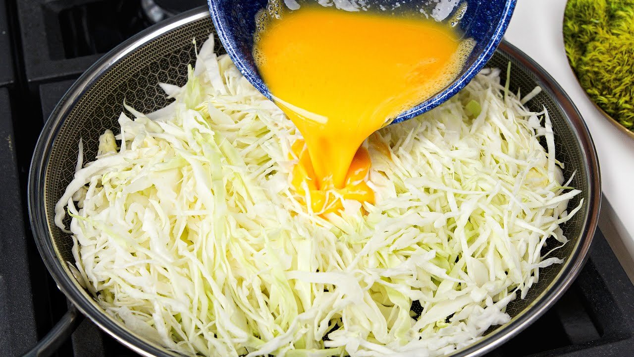 Cabbage with eggs tastes better than meat! Simple, quick and very tasty dinner recipe!