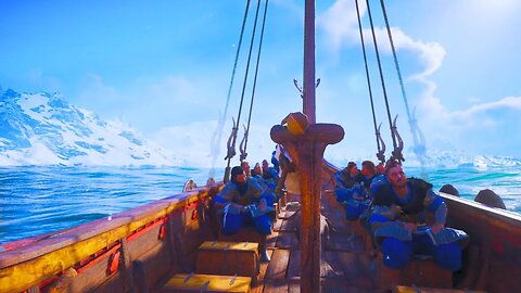 ASMR Viking Longboat 🛶 - Wood Creaking, Water Waves, Mumbling, and Travel - Ambiance