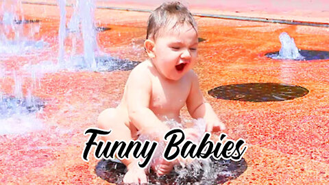 Funny Baby Playing With Water Baby