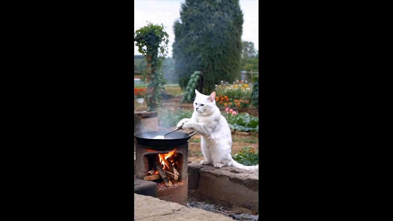 cute cat cooking