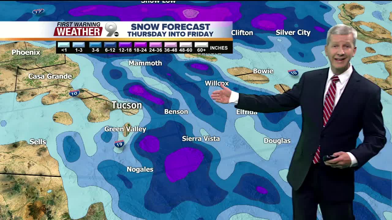 Heavy snow and rain continue to fall across southeastern Arizona