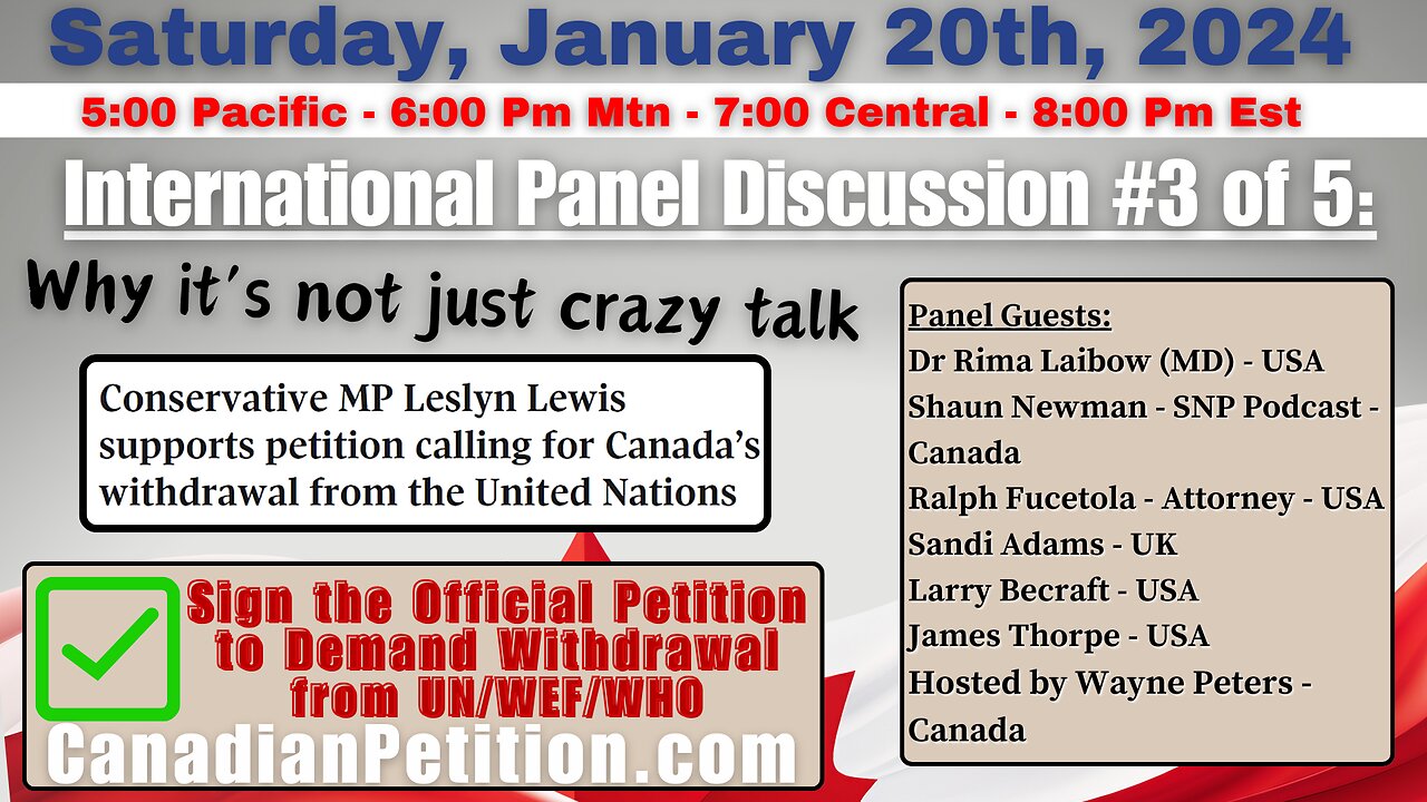 International Panel Discussion: #3: Why Withdrawal from UN/WEF/WHO Organizations is Not Crazy