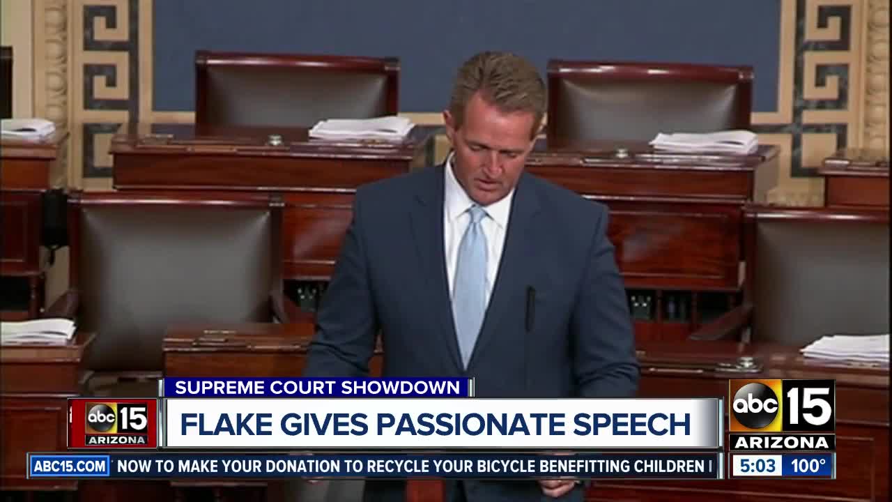 Senator Flake delivers passionate speech ahead of Kavanaugh hearing