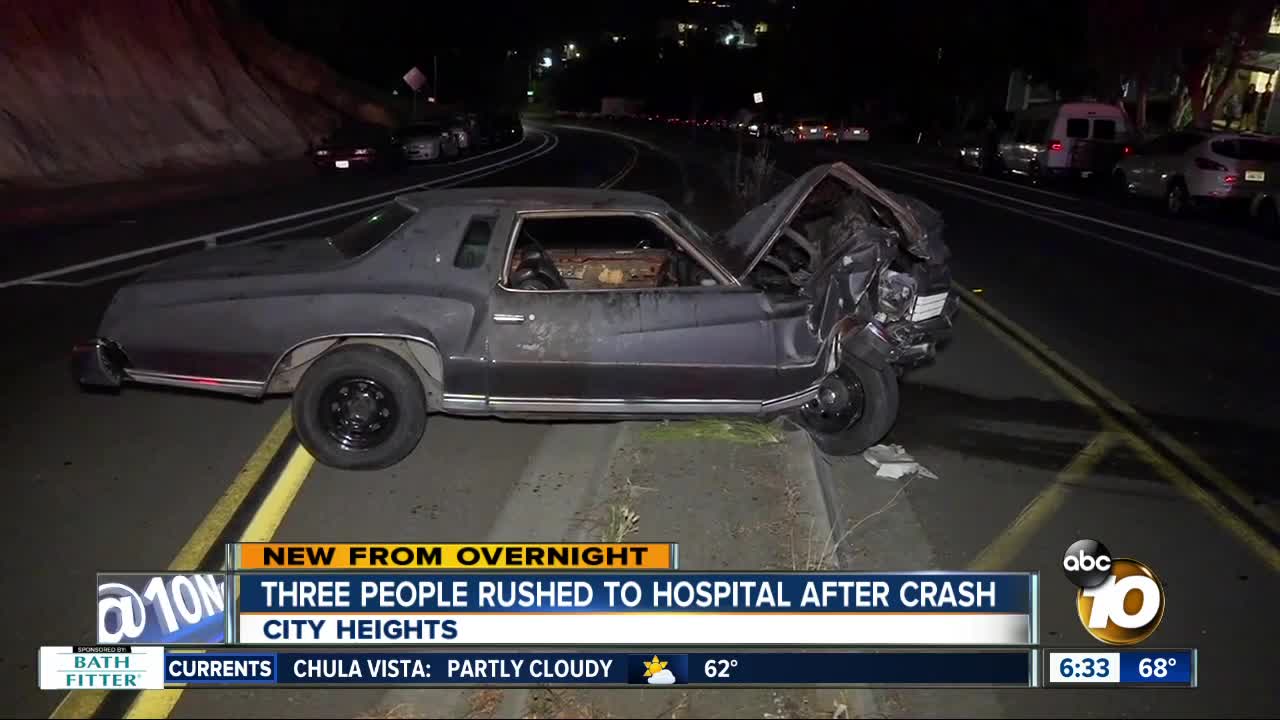 Violent crash in City Heights sends 3 to hospital