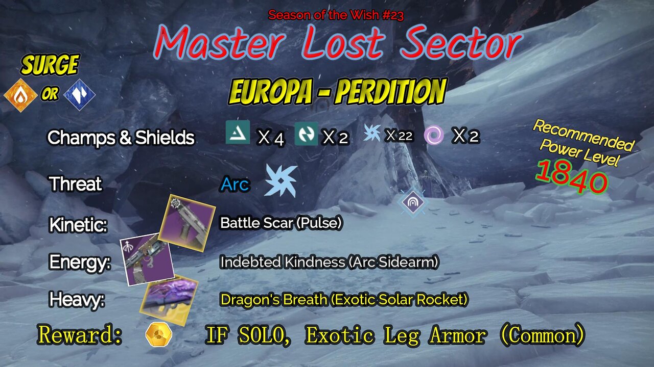 Destiny 2 Master Lost Sector: Europa - Perdition on my Solar Hunter 12-23-23