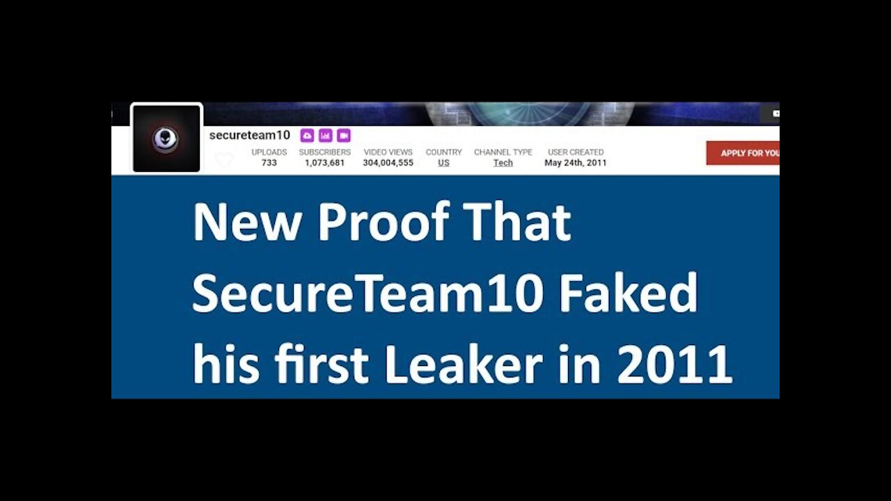 Tyler Glockner's Secureteam10 First Video To His Channel was FAKED by Himself