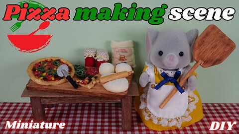 【DIY】Miniature Pizza making scene/ミニチュア🍕ピザセット/Sylvanian Families/シルバニアファミリー/Calico Critters/ドールハウス