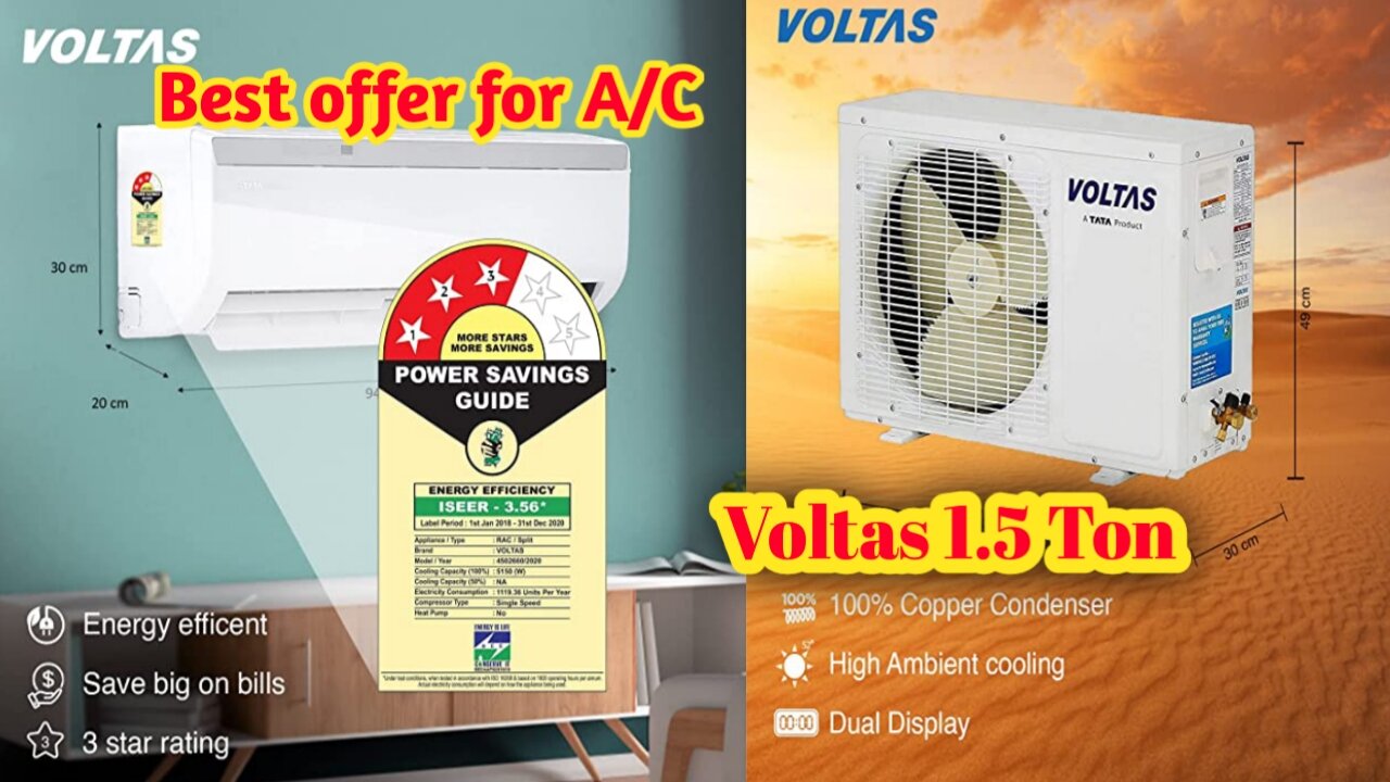 Voltas 1.5 Ton 3 Star Split AC (183EZA, White) #shorts