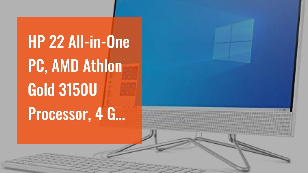 HP 22 All-in-One PC, AMD Athlon Gold 3150U Processor, 4 GB RAM, 256 GB SSD, Full HD IPS 21.5-in...