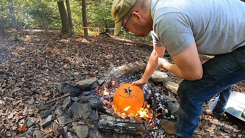 Camping & Campfire Cooking on Halloween - Pork & Cider Stew Cooked in a Pumpkin