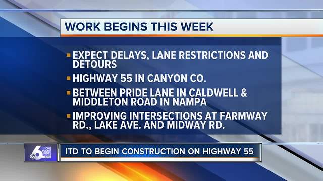 Road construction on Highway 55 in Canyon County