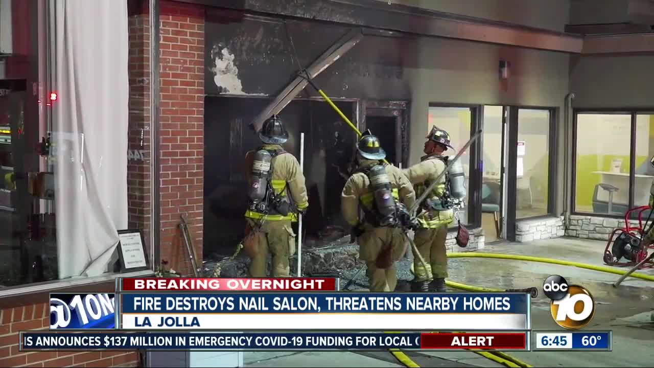 Fire rips through La Jolla nail salon