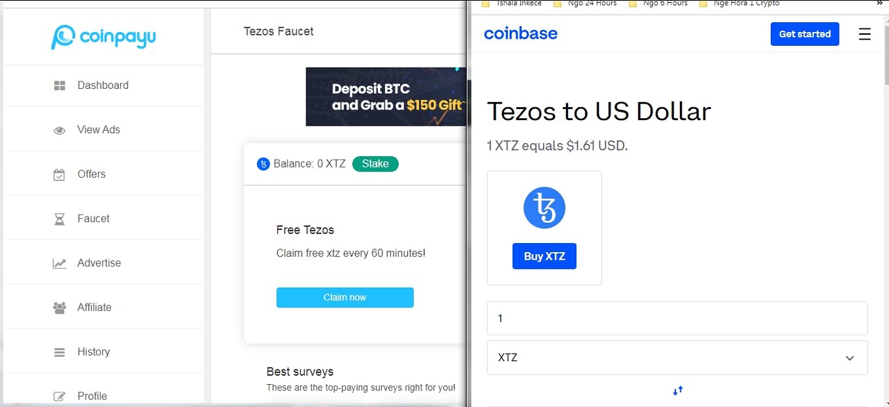 How To Earn Free 495 Tezos XTZ Cryptocurrency At Coinpayu Every 60 minutes With Proof