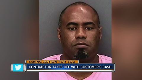 Contactor takes off with customer's cash