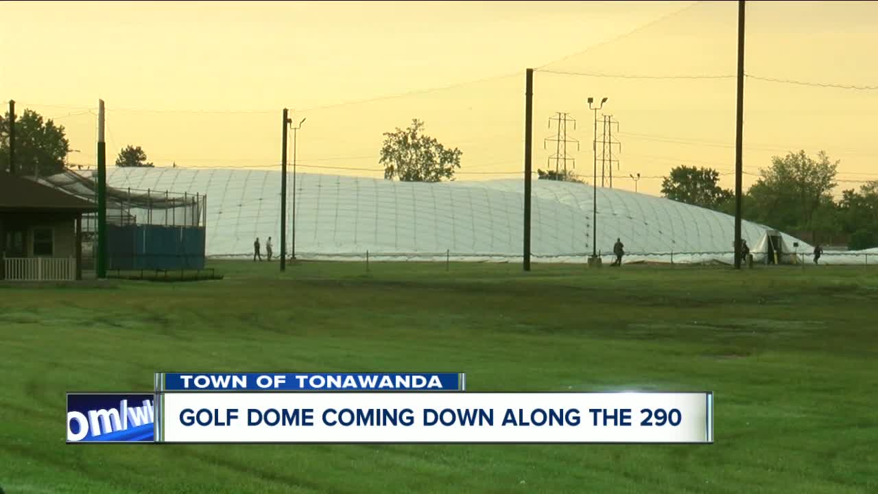 Crews deflate golf dome along 290