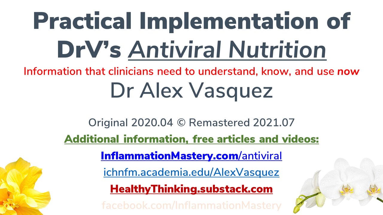 Antiviral Nutrition Summary 2020 Remastered 2021 by Dr Alex Vasquez