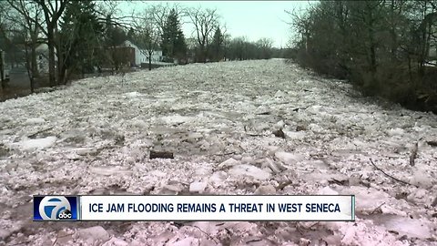 Buffalo Creek still filled high with ice in West Seneca.