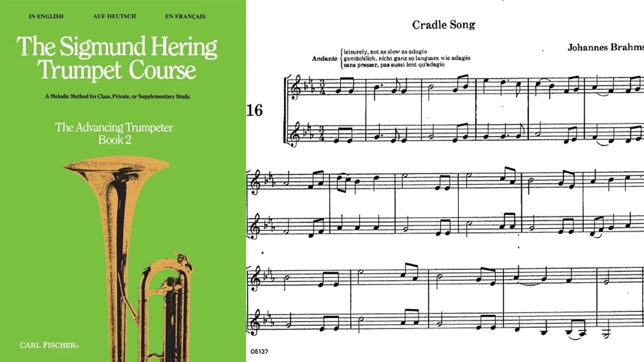 🎺🎺 [MÉTODO DE TROMPETE] Livro 2 do método de Sigmund Hering 16 (Berceuse, Brahms)