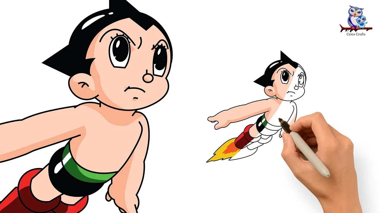 How to Draw Astro Boy (Mighty Atom) Manga - Step by Step