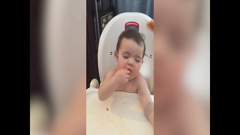 Cute Baby Falls Asleep while Eating her Dinner