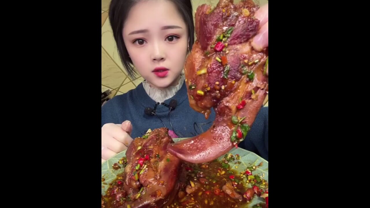 MUKBANG ASMR CHINESE FOOD pork tongue