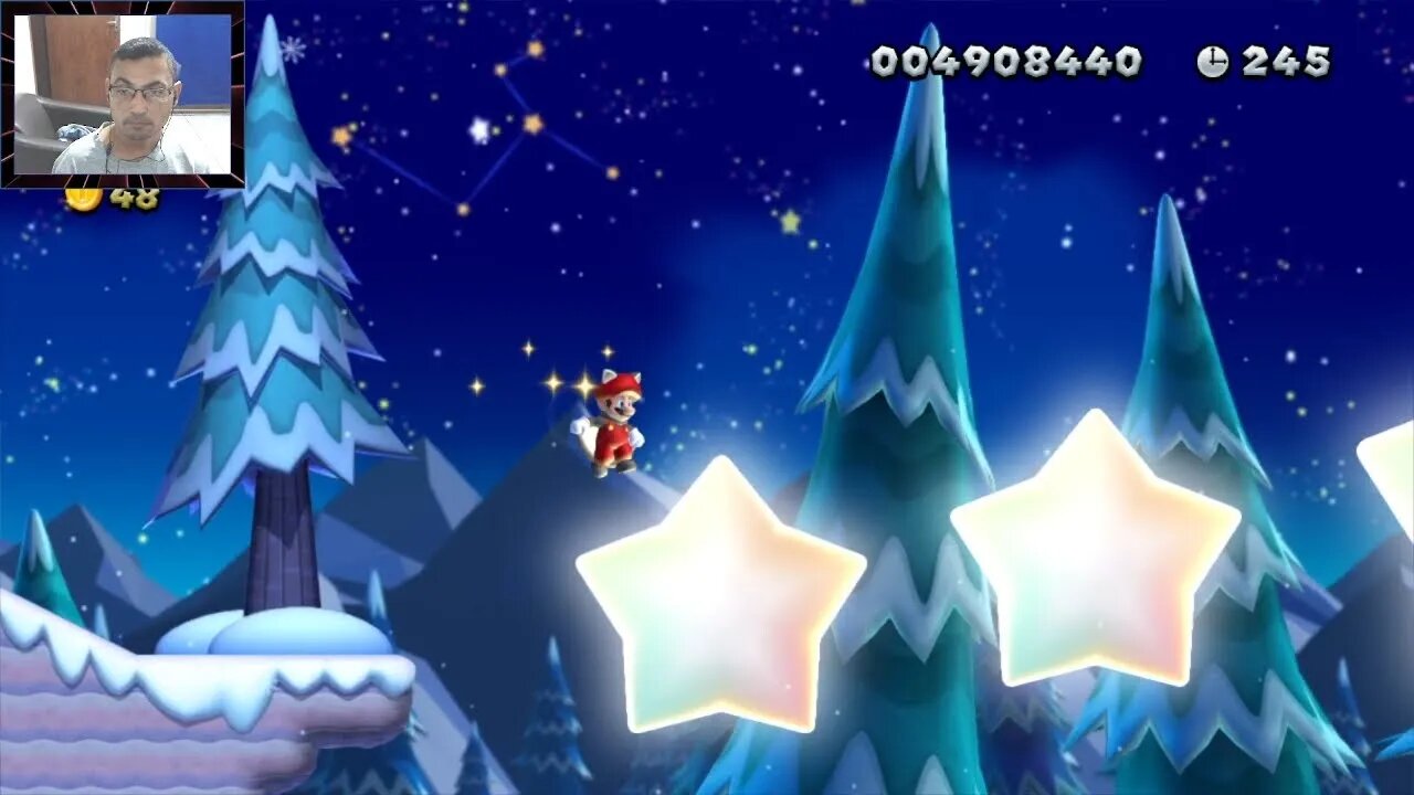 Frosted Glacier 1 Spinning Star Sky | All 3 Stars | New Super Mario Bros U NSMBU