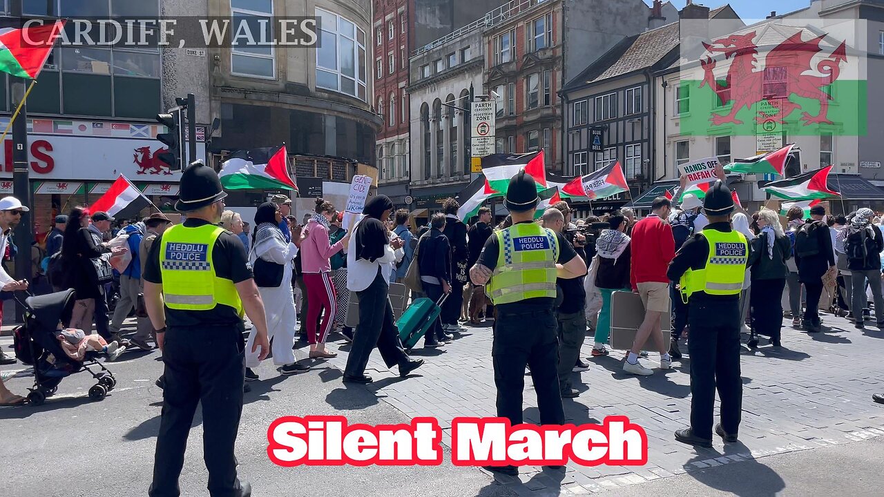 Silent March for fathers of Gaza, Castle Street Cardiff