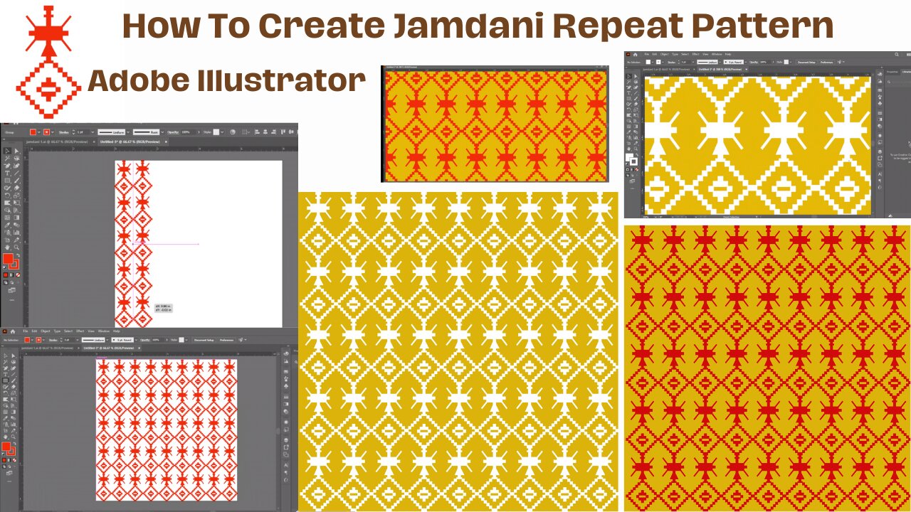 How To Repeat Pattern In Jamdani | Make Pattern In Illustrator